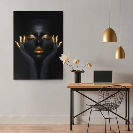 Πινακας σε καμβά WOMAN WITH GOLD PAINT 2