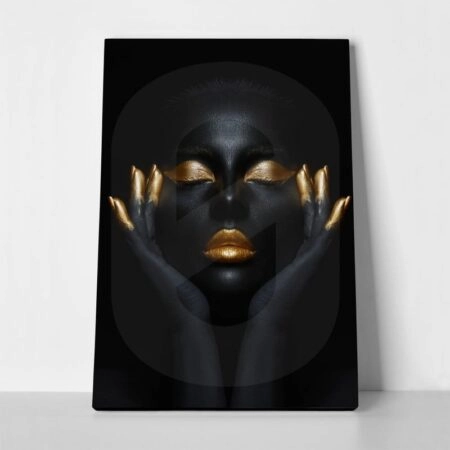 Πινακας σε καμβά WOMAN WITH GOLD PAINT 2 - Πορτραιτα και Φιγουρες Sticky 1
