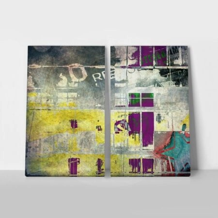 Σετ Δίπτυχος Πινακας σε καμβά ABSTRACT GRUNGE - Αφηρημενα και Abstract Sticky 1