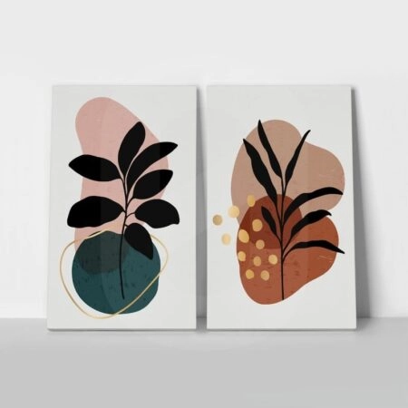Σετ Δίπτυχος Πινακας σε καμβά ABSTRACT BOHO BOTANICAL ART - Botanical - Φυτα Sticky 1