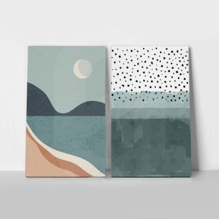 Σετ Δίπτυχος Πινακας σε καμβά ABSTRACT SEA VIEW - Παραλιες Sticky 1