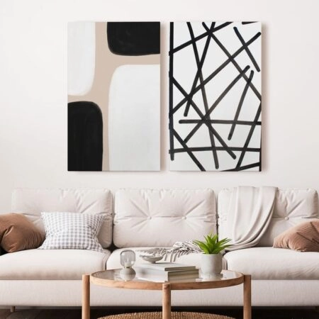 Σετ Δίπτυχος Πινακας σε καμβά ABSTRACT SHAPES