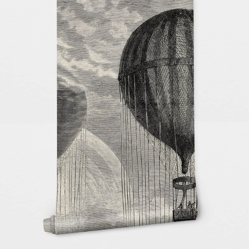 Αυτοκόλλητη Ταπετσαρία τοίχου AIR BALLOONS VINTAGE DRAWING