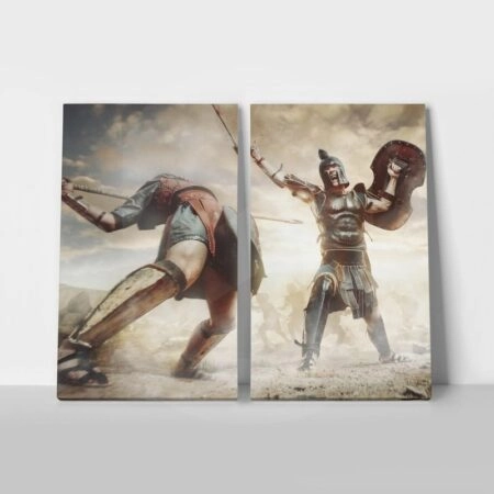 Σετ Δίπτυχος Πινακας σε καμβά ANCIENT GREEK FIGHTING - Αξιοθεατα και Ιστορια Sticky 1