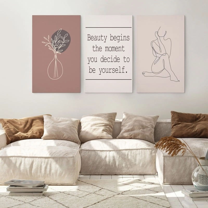 Σετ Τριπτυχος Πινακας σε καμβά BEAUTY BEGINS