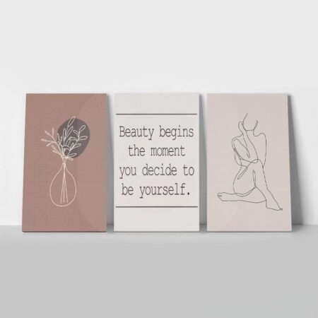 Σετ Τριπτυχος Πινακας σε καμβά BEAUTY BEGINS - Πορτραιτα και Φιγουρες Sticky 1