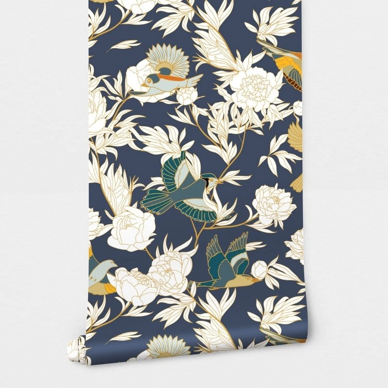 Αυτοκόλλητη Ταπετσαρία τοίχου BIRDS AND PEONIES