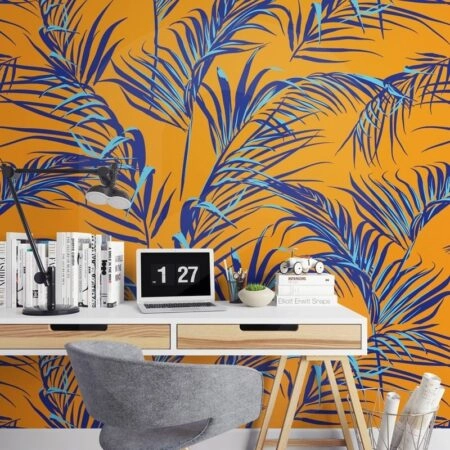 Αυτοκόλλητη Ταπετσαρία τοίχου BLUE PALM LEAVES