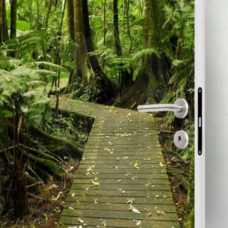 Αυτοκολλητο Πορτας BOARDWALK IN FOREST - Τοπία και Φύση Sticky 1