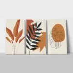 Σετ Τριπτυχος Πινακας σε καμβά BOHO LEAVES