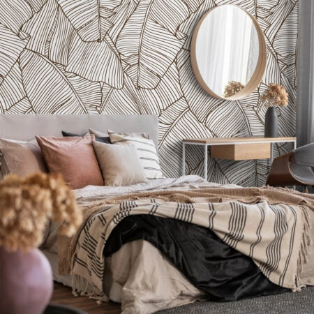 Αυτοκόλλητη Ταπετσαρία τοίχου BROWN PALM PATTERN