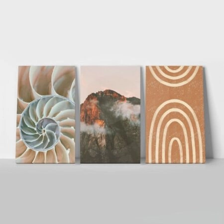 Σετ Τριπτυχος Πινακας σε καμβά CALM SHAPES - Αφηρημενα και Abstract Sticky 1