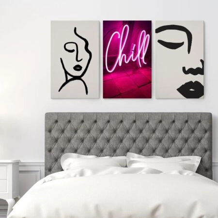 Σετ Τριπτυχος Πινακας σε καμβά CHILL ABSTRACT FACE ILLUSTRATIONS