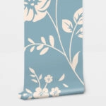 Αυτοκόλλητη Ταπετσαρία τοίχου CYAN FLOWER PATTERN