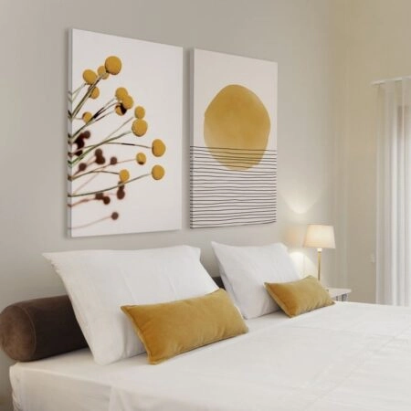 Σετ Δίπτυχος Πινακας σε καμβά DARK YELLOW ABSTRACT