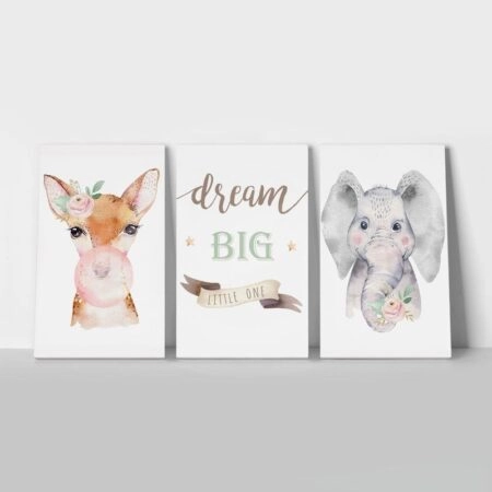Σετ Τριπτυχος Πινακας σε καμβά DREAM BIG LITTLE ONE - Παιδικοι και set Sticky 1
