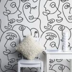 Αυτοκόλλητη Ταπετσαρία τοίχου FACES POP LINE ART