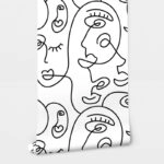 Αυτοκόλλητη Ταπετσαρία τοίχου FACES POP LINE ART