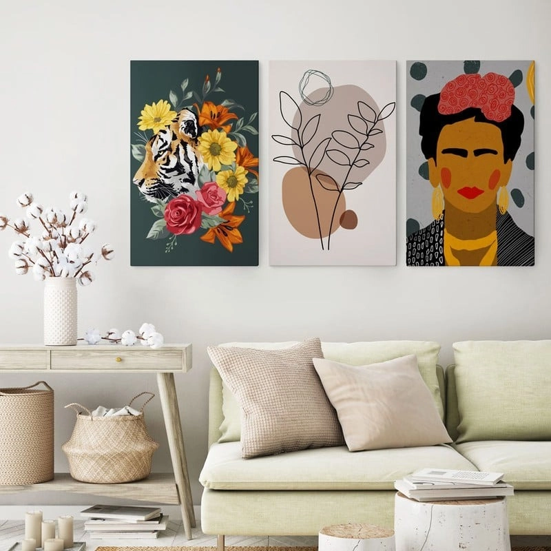 Σετ Τριπτυχος Πινακας σε καμβά FLORAL VIBES