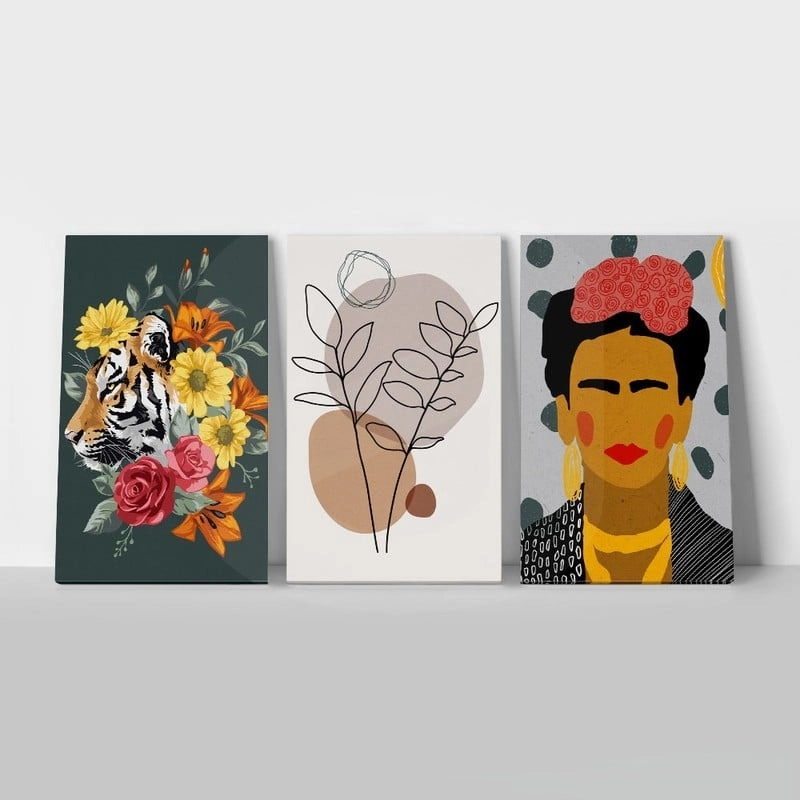 Σετ Τριπτυχος Πινακας σε καμβά FLORAL VIBES
