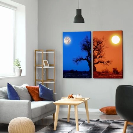 Σετ Δίπτυχος Πινακας σε καμβά LONE TREE