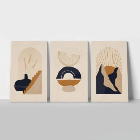Σετ Τριπτυχος Πινακας σε καμβά MODERN MINIMALISTIC BOHO ART - Αφηρημενα και Abstract Sticky 1
