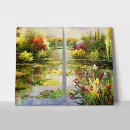 Σετ Δίπτυχος Πινακας σε καμβά MONET WATER LILIES POND - Monet Claude Sticky 1