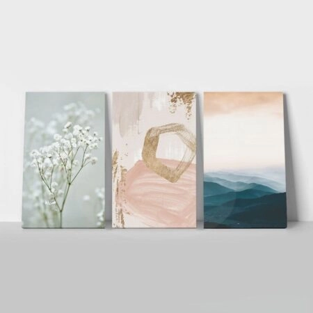 Σετ Τριπτυχος Πινακας σε καμβά PASTEL CALMNESS - Αφηρημενα και Abstract Sticky 1