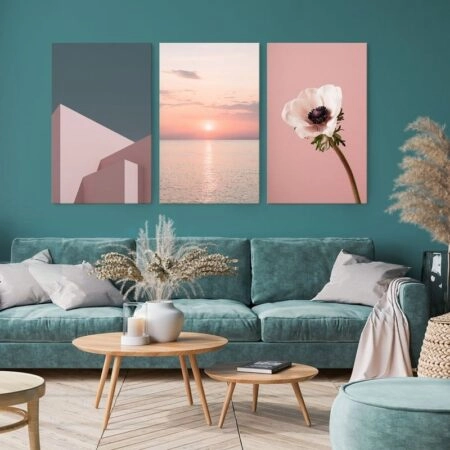 Σετ Τριπτυχος Πινακας σε καμβά PINK MINIMALISM