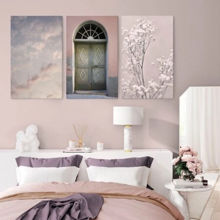 Σετ Τριπτυχος Πινακας σε καμβά PINK PURPLE RELAX