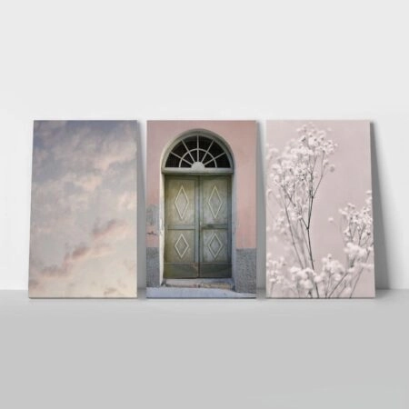 Σετ Τριπτυχος Πινακας σε καμβά PINK PURPLE RELAX - Vintage Sticky 1