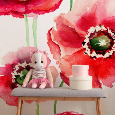 Αυτοκόλλητη Ταπετσαρία τοίχου POPPIES - Floral - Λουλουδια Sticky 1