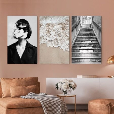 Σετ Τριπτυχος Πινακας σε καμβά THINK IN ELEGANCE