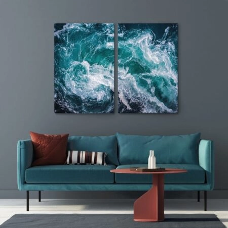 Σετ Δίπτυχος Πινακας σε καμβά TIDAL WAVES