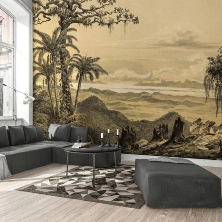 Αυτοκόλλητη Ταπετσαρία τοίχου TROPICAL LANDSCAPE DRAWING