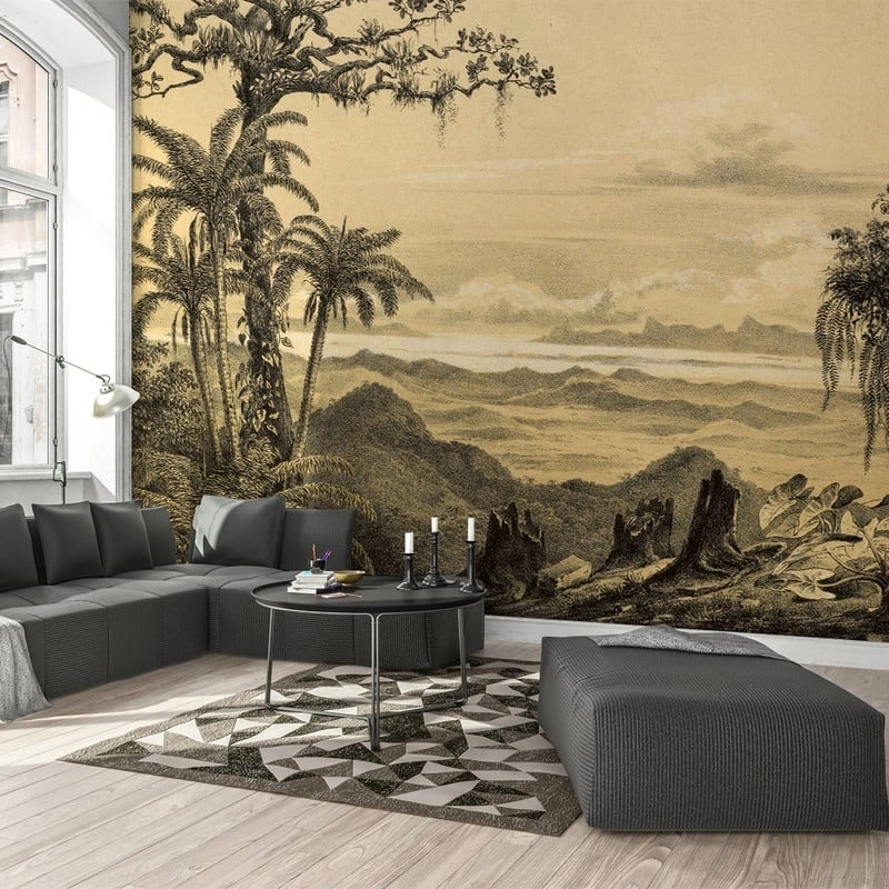 Αυτοκόλλητη Ταπετσαρία τοίχου TROPICAL LANDSCAPE DRAWING