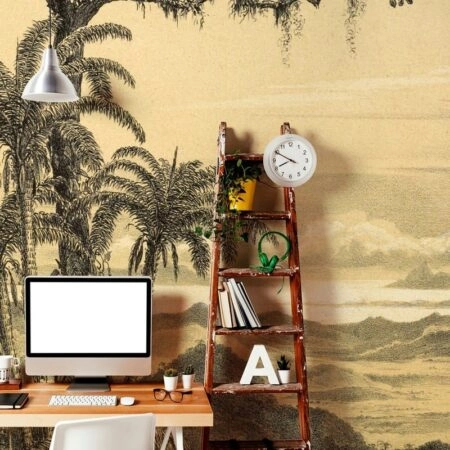 Αυτοκόλλητη Ταπετσαρία τοίχου TROPICAL LANDSCAPE DRAWING - Tropical Sticky 1