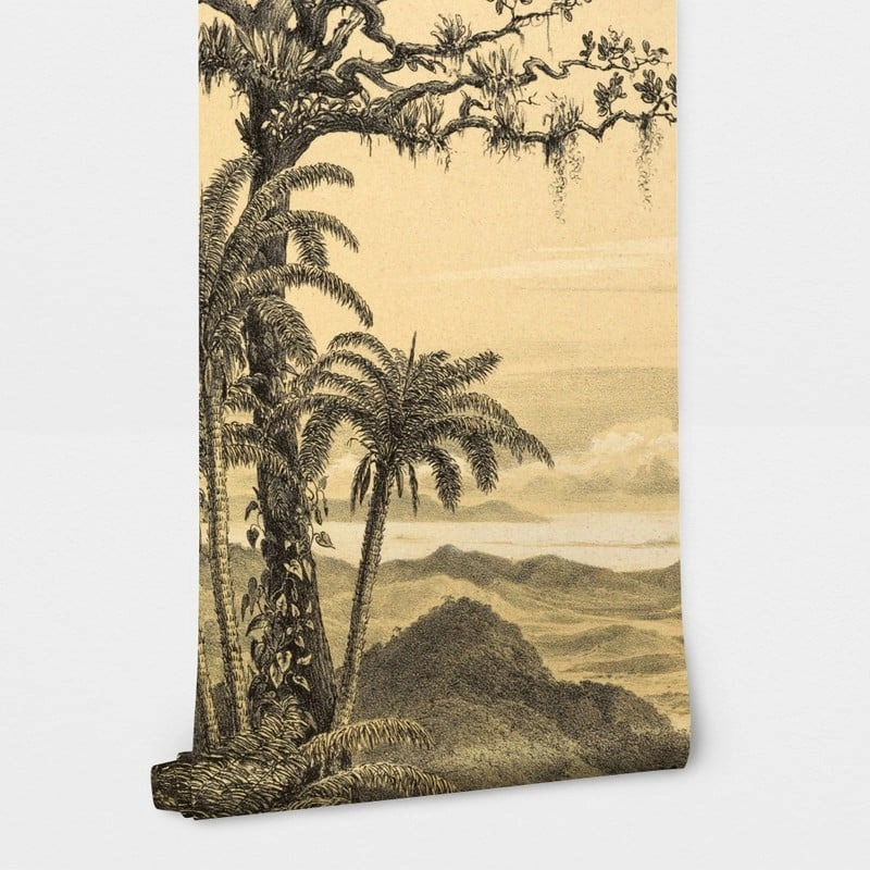 Αυτοκόλλητη Ταπετσαρία τοίχου TROPICAL LANDSCAPE DRAWING