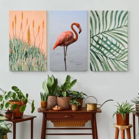 Σετ Τριπτυχος Πινακας σε καμβά TROPICAL LIFE