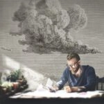 Αυτοκόλλητη Ταπετσαρία τοίχου WOODCUT CLOUD
