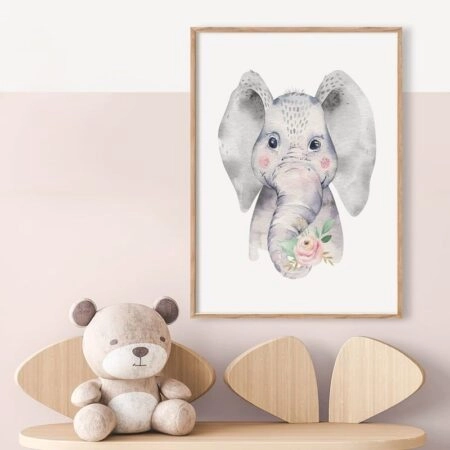 Πόστερ BABY ELEPHANT HOLDING A FLOWER - Παιδικά