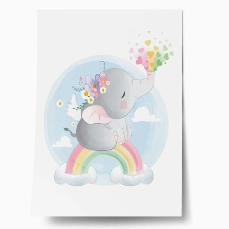 Πόστερ BABY ELEPHANT SPLASHING RAINBOW - Παιδικά Sticky 1