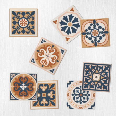 Αυτοκόλλητα Πλακάκια BEIGE AND BLUE CLASSIC SET 8 τμχ - Αυτοκόλλητα Πλακακια Sticky 1