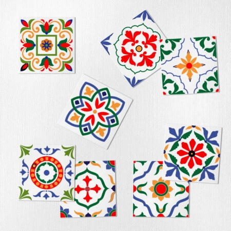 Αυτοκόλλητα Πλακάκια GREEN RED AND BLUE CLASSIC SET 8 τμχ - Αυτοκόλλητα Πλακακια Sticky 1
