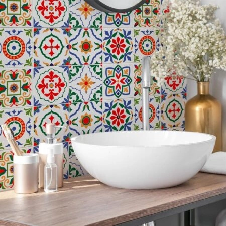 Αυτοκόλλητα Πλακάκια GREEN RED AND BLUE CLASSIC SET 8 τμχ