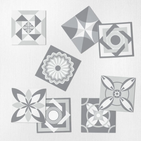 Αυτοκόλλητα Πλακάκια GREY GEOMETRIC CLASSIC SET 8 τμχ - Αυτοκόλλητα Πλακακια Sticky 1