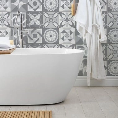 Αυτοκόλλητα Πλακάκια GREY GEOMETRIC CLASSIC SET 8 τμχ