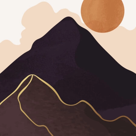 Πόστερ MINIMAL HILLS AND SUN - Abstract - Αφηρημένα Sticky 2