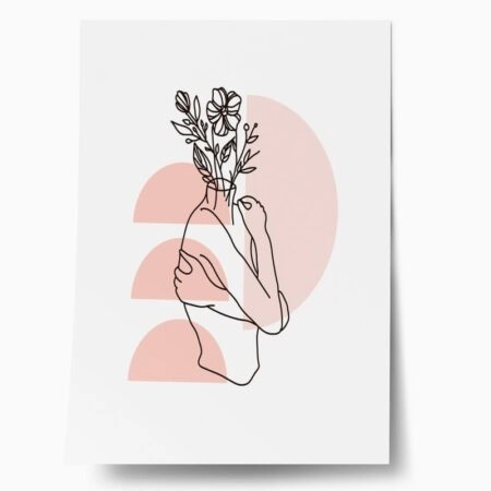 Πόστερ MINIMALISTIC WOMEN FACES WITH FLOWERS 1 - Lineart Sticky 1