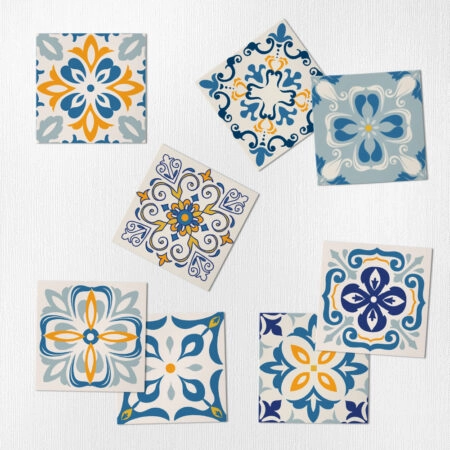 Αυτοκόλλητα Πλακάκια ΣΕΤ ORANGE AND BLUE CLASSIC SET 8 τμχ - Αυτοκόλλητα Πλακακια Sticky 1